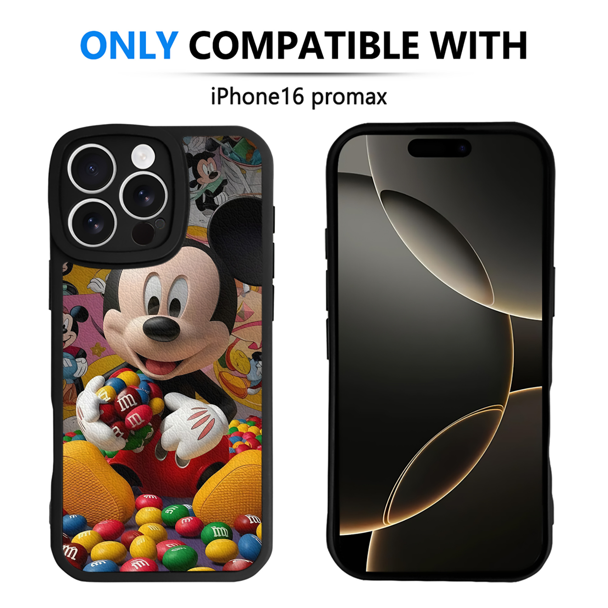 （画像用） ミッキーマウス Mickey Mouse 【iPhone 16シリーズ対応】シリコンスマホケース（レザー調） 材質：シリコン